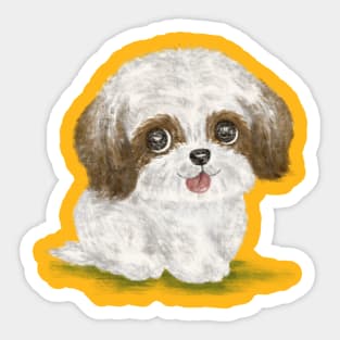 Shih Tzu with tongue hanging out Sticker